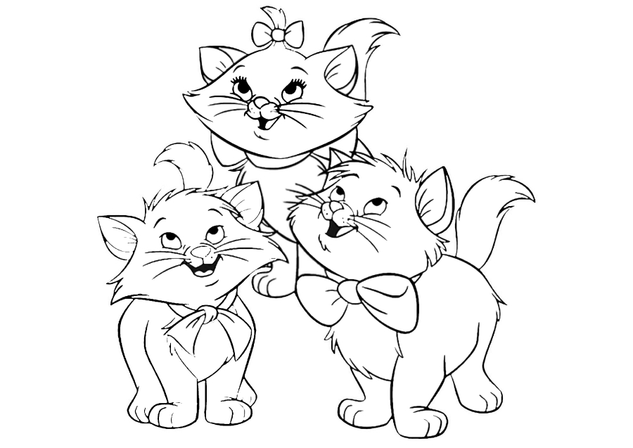 Kitty and two cats with bows